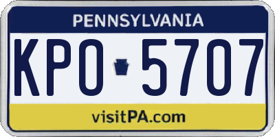 PA license plate KPO5707