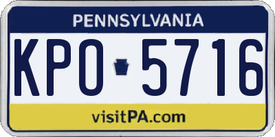 PA license plate KPO5716