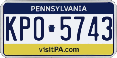 PA license plate KPO5743
