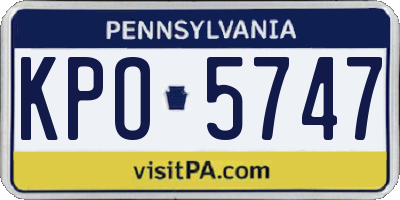 PA license plate KPO5747