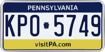 PA license plate KPO5749