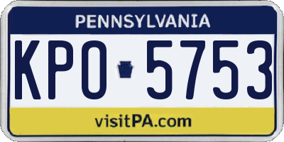 PA license plate KPO5753