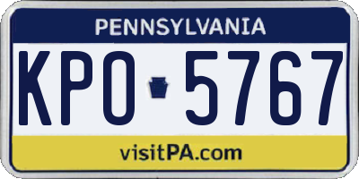 PA license plate KPO5767