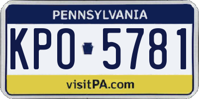 PA license plate KPO5781