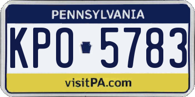 PA license plate KPO5783