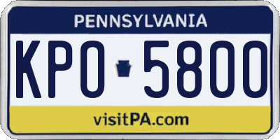 PA license plate KPO5800