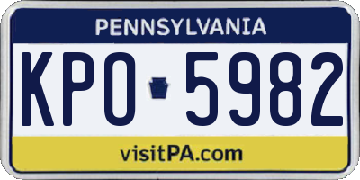 PA license plate KPO5982