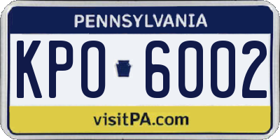 PA license plate KPO6002