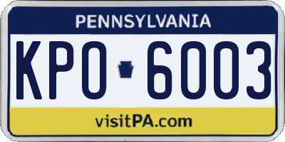 PA license plate KPO6003