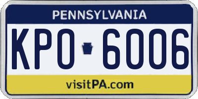 PA license plate KPO6006
