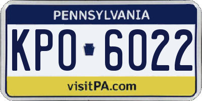 PA license plate KPO6022