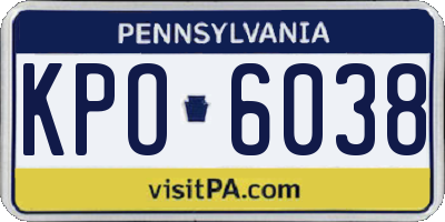 PA license plate KPO6038