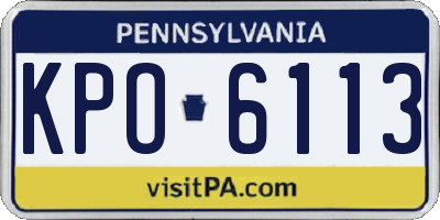 PA license plate KPO6113