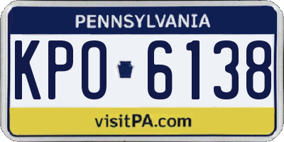 PA license plate KPO6138