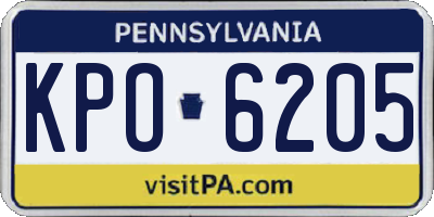 PA license plate KPO6205