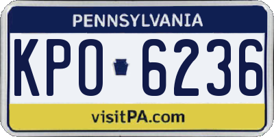 PA license plate KPO6236
