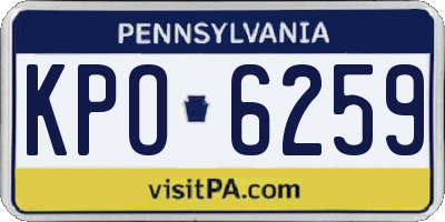 PA license plate KPO6259