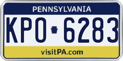 PA license plate KPO6283