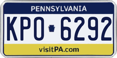 PA license plate KPO6292