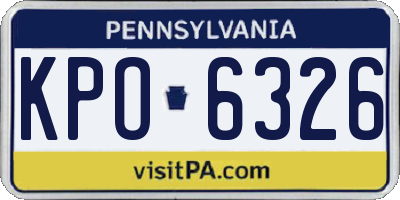 PA license plate KPO6326