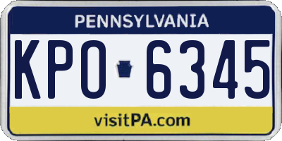 PA license plate KPO6345