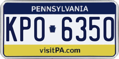 PA license plate KPO6350