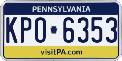 PA license plate KPO6353