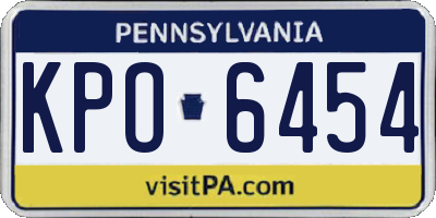 PA license plate KPO6454