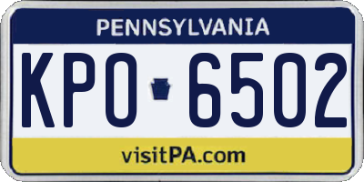PA license plate KPO6502