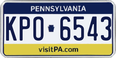 PA license plate KPO6543