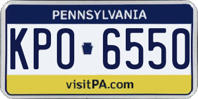 PA license plate KPO6550