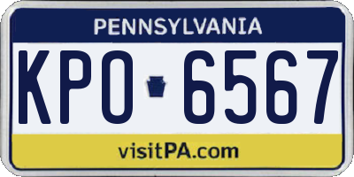 PA license plate KPO6567