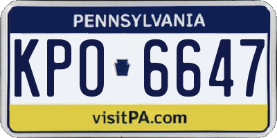 PA license plate KPO6647