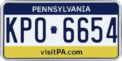 PA license plate KPO6654