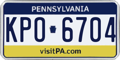 PA license plate KPO6704