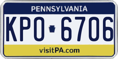 PA license plate KPO6706