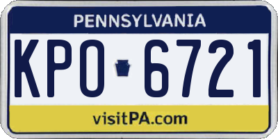 PA license plate KPO6721