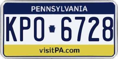 PA license plate KPO6728