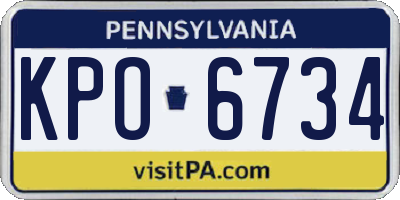 PA license plate KPO6734