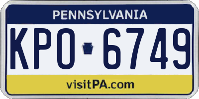 PA license plate KPO6749