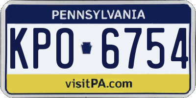 PA license plate KPO6754