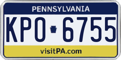 PA license plate KPO6755