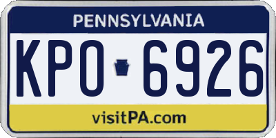 PA license plate KPO6926