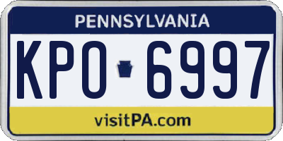 PA license plate KPO6997