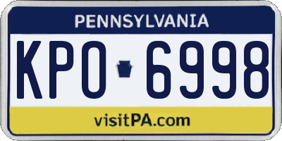 PA license plate KPO6998
