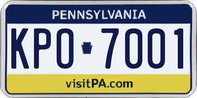 PA license plate KPO7001