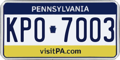 PA license plate KPO7003