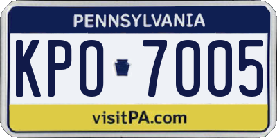 PA license plate KPO7005