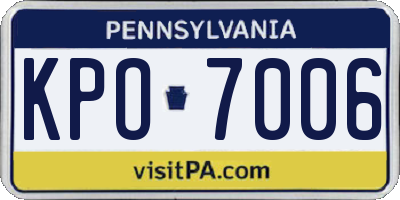 PA license plate KPO7006