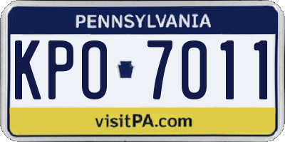 PA license plate KPO7011